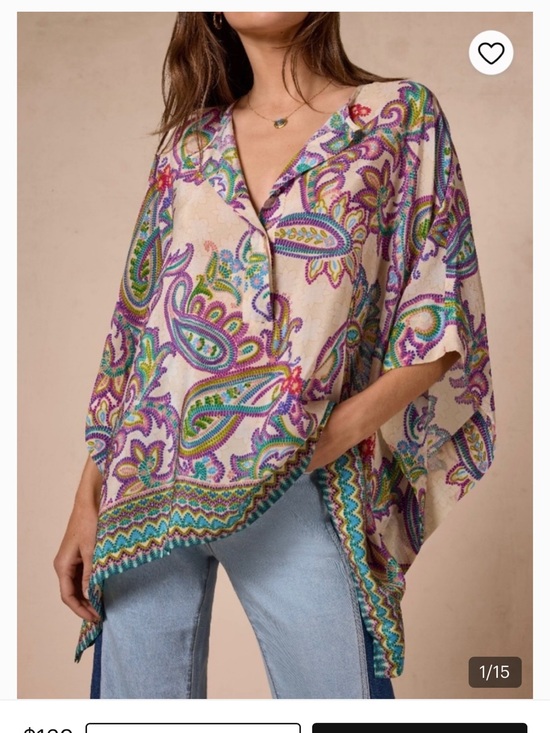 Johnny Was Tops - Johnny Was embroidered boho label in red and gold stitching silk